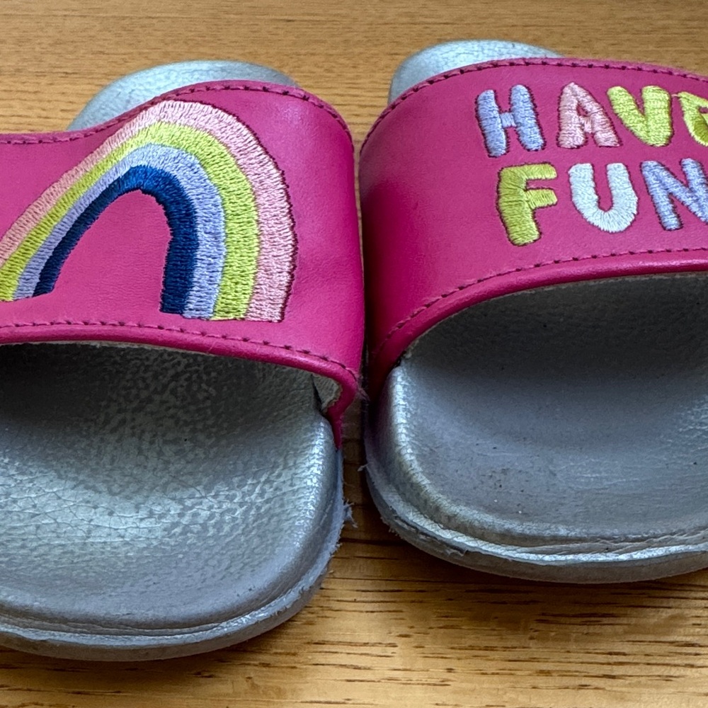 Hatley Pink and Silver Kids Slide Sandals - Picture 2 of 7